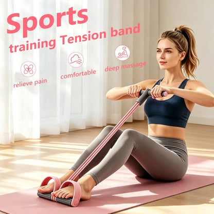 Pedal Resistance Band with Handle,4/6/8 Resistance Levels Elastic Pull Rope, Portable Fitness Bands for Leg Butt Training, Home Gym, Yoga, Pilates - size: 6 Levels（Pink ）