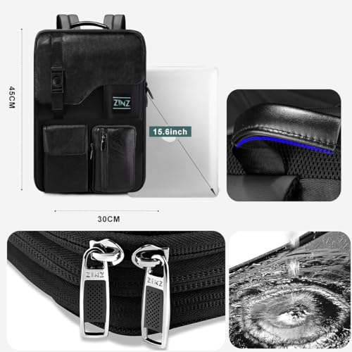 ZINZ Laptop Backpack 15 15.6 16 Inch, Expandable Computer Rucksack with Multi-Pockets Anti-Theft Travel Daypack for Men and Women,Black - color: B01k01