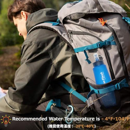 Azarxis TPU Soft Flask Collapsible Water Bottle Running Folding Gel Water Reservoir Handheld for Hydration Pack Hiking Cycling Climbing Jogging Marathon Trail Race - color: #04 Blue - 350ml - 2-pack