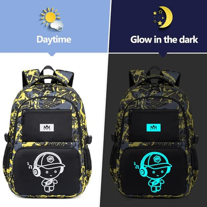 Bluboon Kids Backpack Boys Camo Bookbag Teens Elementary School Bag Daypack Travel Back Pack Middle school (Boy-Yellow camo) - color: Boy-yellow Camo
