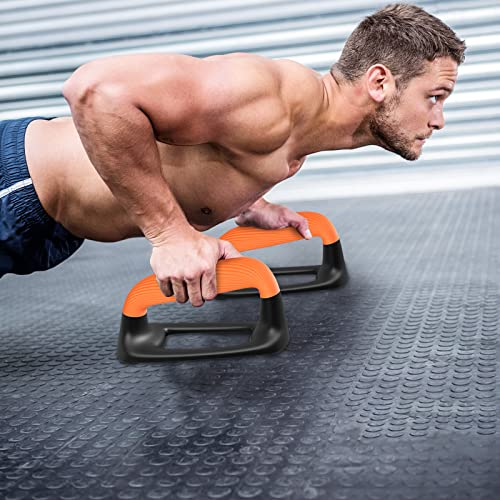 Kipika Push Up Bars, Pushup Stands With Thickened Soft Plastic Handle, Stable and Non-Slip Base, Pushup Handles Perfect for Floor Strength Training - color: A: Black & Orange
