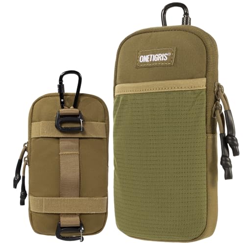 ONETIGRIS Cell Phone Pouch, Molle Holster Holder for Men Belt, for iPhone 17 Pro Max/Air/17/16/15/14 /13/12/11/X/XR/XS/8 Plus/7/6, for Galaxy S25 Ultra/s25/S24 /S23/S22/S21 - color: Brown