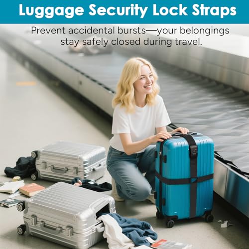 Travel Inspira Luggage Straps for Suitcases with TSA Lock, Protect Your Luggage Anti-Burst, High Visibility Color, Easy to Identify Luggage Adjustable Heavy Duty Belt for 20-28 Inch Suitcases - color: Cross Black
