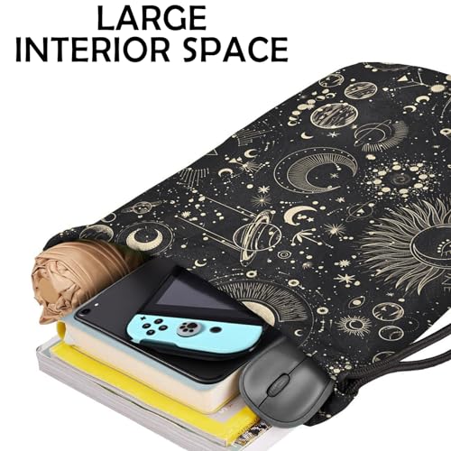Drawstring Backpack Draw String Bag Sports Gym Bags Waterproof Cute Aesthetic Sackpack for Unisex Women Sports Beach Travel(13"×17")-Moon - color: Z18-moon