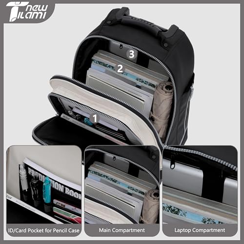 NEW TILAMI 19 Inch Rolling Backpack with 360 Rotating Universal Wheel, Large Organizer Compartments, Adjustable Handle, Carry on for School Students Business Travel, White Clear Shadow - color: White