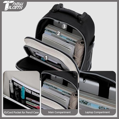 NEW TILAMI 19 Inch Rolling Backpack with 360 Rotating Universal Wheel, Large Organizer Compartments, Adjustable Handle, Carry on for School Students Business Travel, White Clear Shadow - color: White