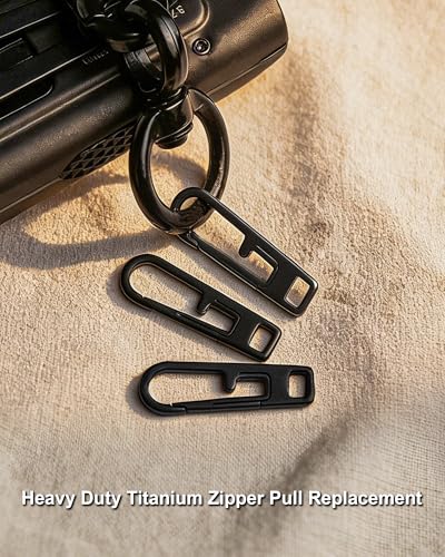 VIPERADE VAT1 Heavy Duty Titanium Zipper Pulls Replacement, Universal Zipper Pull Tab Repair Kit for Jackets, Coats, Suitcases, Luggage, Backpacks, Handbags and EDC Pouches (2 Polished, 0.98" × 0.2") - color: 2 Polished, size: 0.98" × 0.2"