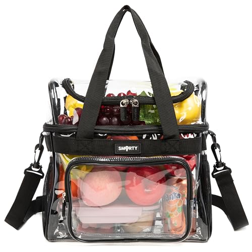 J.CARP Clear Bag Heavy Duty Backpack Durable Transparent See Through Bag - color: Lunch Bag Small, Black