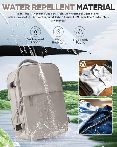 WONHOX Vacuum Seal Travel Backpack with Air Pump,Compression Vacpack Waterproof Carry On Backpack for Travel Women Men with Vacuum System,Airlines Approved Daypack Laptop Space Saver Bags,GreyBrown - color: B4-greybrown(with Air Pump)