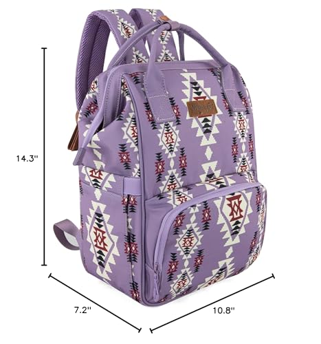 Montana West Wrangler Diaper Bag Backpack Aztec Callie Bag Travel Backpack Purses Western Multi-Function Baby Bags for Mom - color: Purple