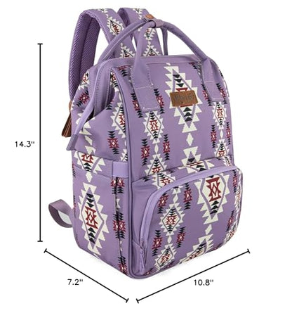Montana West Wrangler Diaper Bag Backpack Aztec Callie Bag Travel Backpack Purses Western Multi-Function Baby Bags for Mom - color: Purple