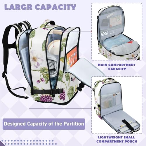 GuoChe Travel Backpack Water Resistant 20L Capacity with Independent Shoe Compartment for Travel Blackberries & White Flowers - color: Color 18