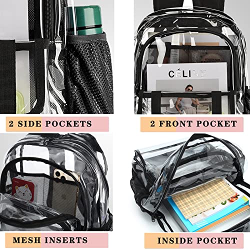 Clear Backpack, Large Clear Bag Stadium Heavy Duty PVC Transparent See Through Backpacks for Boys Girls, College, Work, Navy Blue - color: Navy Blue