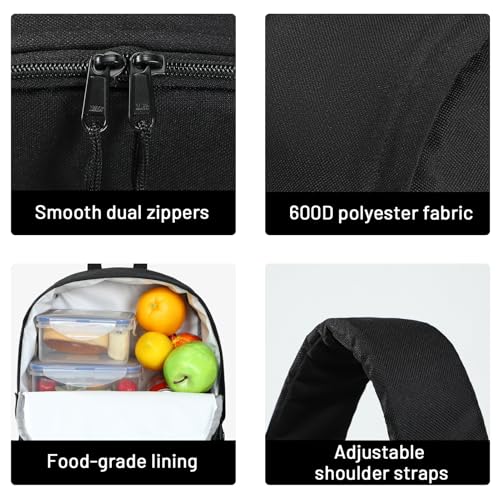 MIER Insulated Backpack Cooler Small Leakproof Lightweight Cute for Women Men to Work, Picnics, Camping, Park Day Trips, 15 L - color: Black