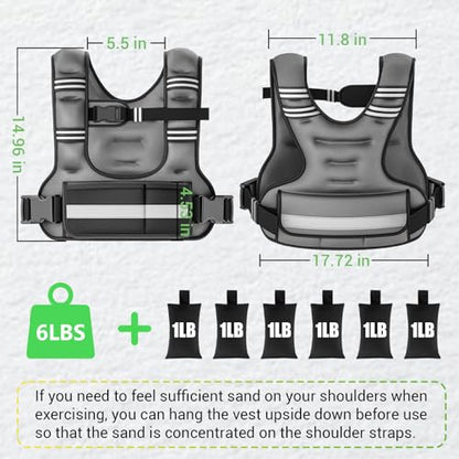 Adjustable Weighted Vest for Women, 6-12lb U-Shaped Weight Vest with 6 Iron Sand Bags & Adjustable Buckle Straps, Rucking Vest with Plus Pockets for Running, Walking and Strength Training - color: Gray