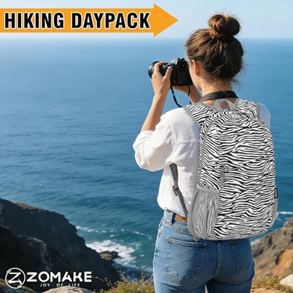 ZOMAKE Lightweight Packable Backpack 20L,Foldable Backpacks Small Daypack for Hiking Water Resistant Day Bag for Travel(Zebra Print) - color: Zebra Print