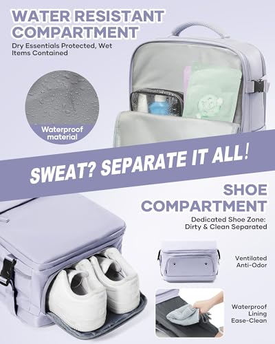 WONHOX Vacuum Seal Travel Backpack with Air Pump,Compression Vacpack Waterproof Carry On Backpack for Travel Women Men with Vacuum System,Airlines Approved Daypack Laptop Space Saver Bags,Lilac - color: B6-lilac(with Air Pump)