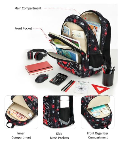 abshoo Cute Spider School Backpack For Boys Elementary Kindergarten Kids School Bag (Spider Black) - color: Spider Black