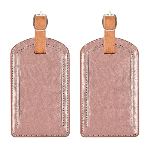Premium Colored Luggage Tags for Luggage, Travel Bags and Suitcases by Adventure Goods - Pack of 2 (Rose Gold) - color: Rose Gold