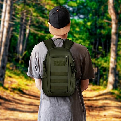 HUNTVP 10L Tactical Backpack Small Backpack Mini Daypack Military MOLLE Rucksack Gear Tactical Assault Pack Bag for Hunting Camping Trekking (10L-Army Green) - color: Army Green, size: 10L