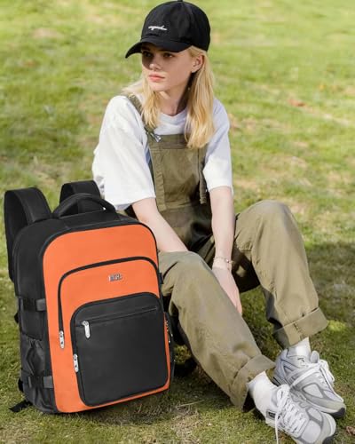 Travel Backpack for Women & Men, Carry On Personal Item Bag Flight Approved, Large Waterproof Laptop Backpack for Travel, Overnight, College & Commuting Black-Brown - color: Black/Brown