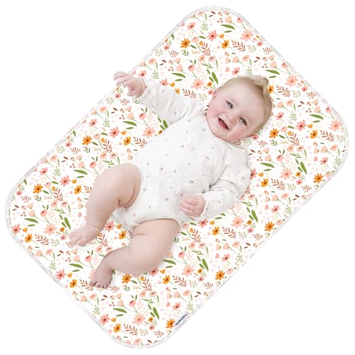 Baby Diaper Changing Pad – 31.5" x 21.5" Extra Large Waterproof Absorbent Portable Changing Mat, Reusable Changing Pad Liner for Travel or at Home Use(Floral4) - color: Floral4