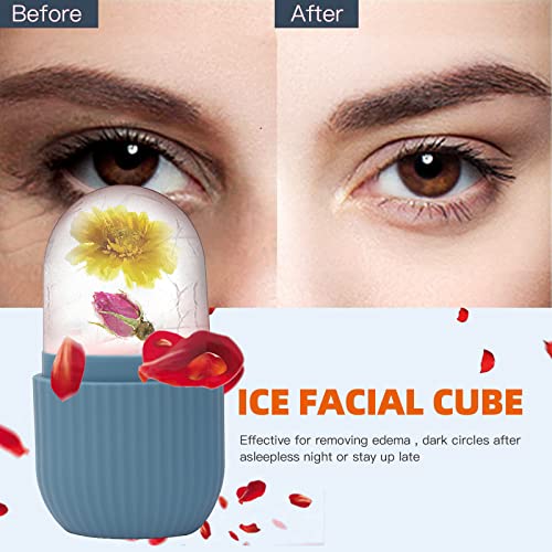XHJRI Ice Face Roller Massager,Ice Cube Roller for Face, Eyes and Neck Naturally Conditioning and Skin Care,De-Puff Eye Bags,Reduce Migraine Pain,Reusable Massage Silicone Ice Mold (Blue) - color: Blue