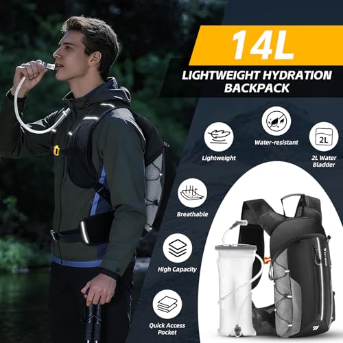 Hydration Backpack - Lightweight Water Backpack with 2L Water Bladder, Small Hiking Backpack for Running Cycling Camping Rave for Men Women - color: Gray1