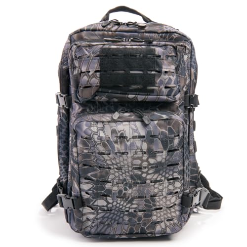 Large Laser-cut MOLLE Backpack with Pistol Retention System, Black Python, Modular and Lightweight Design for EDC, Range, or Tactical Use - color: Black Python