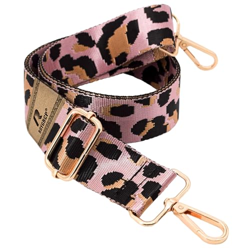 Replacement Purse Strap Shoulder Strap Adjustable Crossbody Strap for Women Crossbody Wide Shoulder Bag - color: Gold Hardware+bw-pink