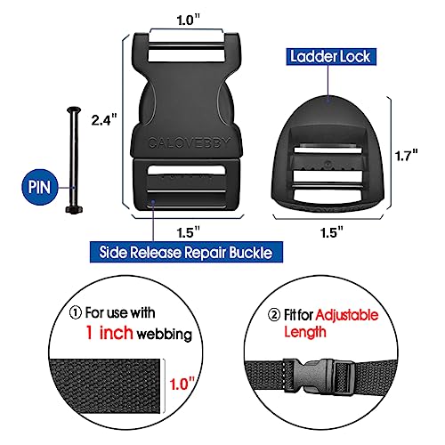 1" Buckle Quick Side Release Buckle,Adjustable No Sewing Clip,Plastic Replacement for Nylon Webbing Straps,Backpack Pack Belt - color: 1 Inch 4 Pcs