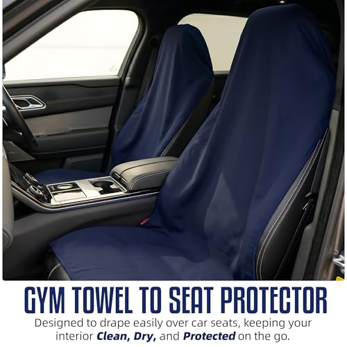 CHEEKY WINX Hooded Microfiber Gym Towel – Highly Absorbent Car Seat Towel with Carry Bag – Double-Sided Sweat Towel, Reversible, Quick Dry & Sand-Resistant Fabric, Navy Blue, 130 x 60cm - color: Navy Blue