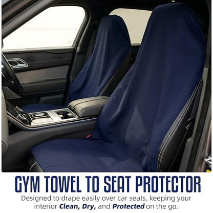 CHEEKY WINX Hooded Microfiber Gym Towel – Highly Absorbent Car Seat Towel with Carry Bag – Double-Sided Sweat Towel, Reversible, Quick Dry & Sand-Resistant Fabric, Navy Blue, 130 x 60cm - color: Navy Blue