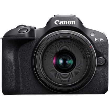 Canon EOS R100 Mirrorless Camera Bundle with Double Zoom Lens RF-S 18-45mm and RF 75-300mm Telephoto Lens, 64GB SDXC Card, Camera Backpack, Filter Kit, Cleaning Kit & Canon Shoulder Bag