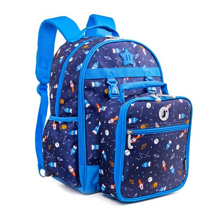 J World Duet Kids Backpack & Lunch Box Set For Boys & Girls Pre-K to Elementary School, Spaceship - color: Multicolor