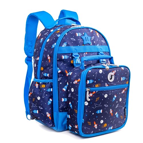 J World Duet Kids Backpack & Lunch Box Set For Boys & Girls Pre-K to Elementary School, Spaceship - color: Multicolor