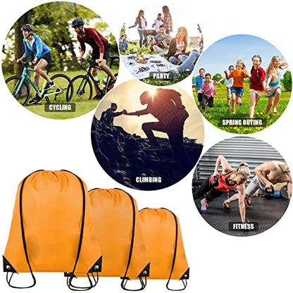 Grneric 100 Pieces Drawstring Backpack Bulk Cinch Sackpack Ployster Drawstring Bags for Gym Party Trip(Orange) - color: Orange