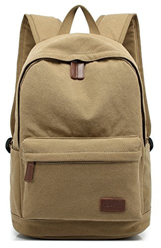 kayond Casual Style Lightweight canvas Laptop Bag/Durable Travel backpacks/Rucksack for Men&Women/Fashion Backpack Fits 15 inch Notebook (Khaki) - color: Khaki