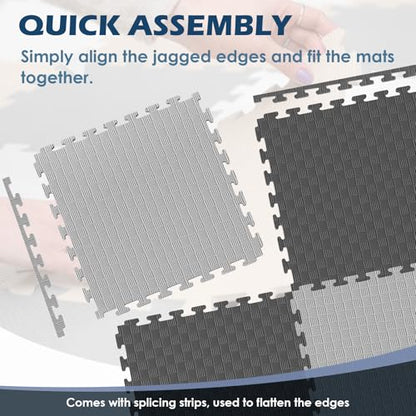 Reversible Dual‑Color EVA Foam Gym Mats, 16 Tiles (20"x20"), Two‑Tone Double‑Layer Interlocking Puzzle Floor Tiles for Home Gym, Workout Room & Garage