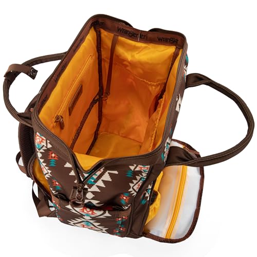 Montana West Wrangler Diaper Bag Backpack Aztec Callie Bag Travel Backpack Purses Western Multi-Function Baby Bags for Mom - color: 3pcs Coffee