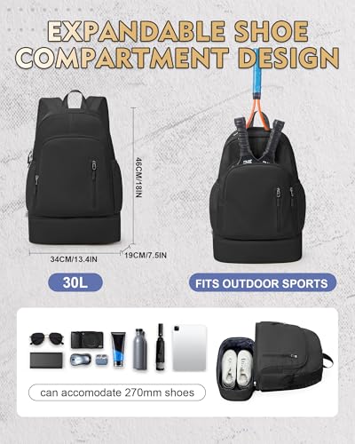 Gym Backpack for Women Men,Cheer bag,Lightweight Gym Bag with Shoe Compartment, Waterproof Sports Backpack with Wet Pocket, Black - color: A1-black