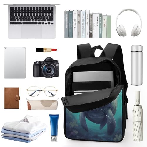 Travel Laptop Backpack Slim Durable Lightweight Back Pack Cute Cute Sea Animal Manatee Small Backpack For Women Men - color: Cute Sea Animal Manatee