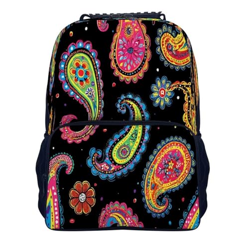 Supdreamc Lightweight Daypack for Camping Business Walking Cycling, Large Capacity Anti-Theft Multipurpose Bookbag, Colorful Paisley Art Gym Outdoor Hiking Backpack - color: Pattern 437