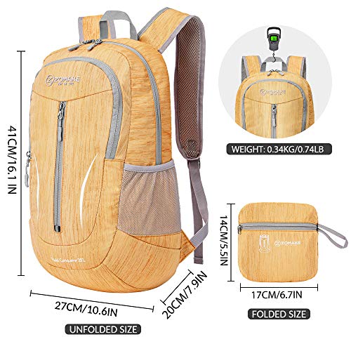 ZOMAKE 25L Ultra Lightweight Packable Backpack, Foldable Hiking Backpacks Water Resistant Small Folding Daypack for Travel(Muddy Yellow) - color: Muddy Yellow