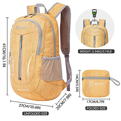 ZOMAKE 25L Ultra Lightweight Packable Backpack, Foldable Hiking Backpacks Water Resistant Small Folding Daypack for Travel(Muddy Yellow) - color: Muddy Yellow