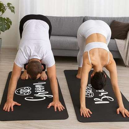 Brosash Bride and Groom Yoga Mat - Extra Thick and Non-Slip Exercise Mat with Carry Strap for Home Gym, Stretching and Floor Workouts - Durable and Portable Fitness Mat, Easy to Clean