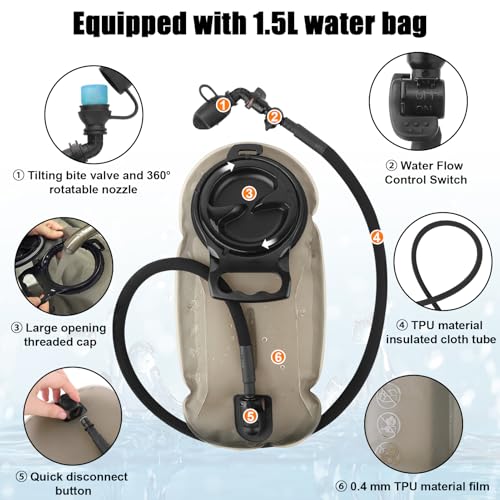 PETAC GEAR Tactical Molle Hydration Pack for 1.5L - Lightweight Water Reservoir Bag for Molle Vest Backpack, for Hiking, Hunting - style: MCBK without bladder
