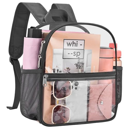 Clear Backpack for Stadium Events, 12x12x6 Small Clear Plastic bag with Reinforced Straps for Game Security Festival Concert - color: Charcoal Gray