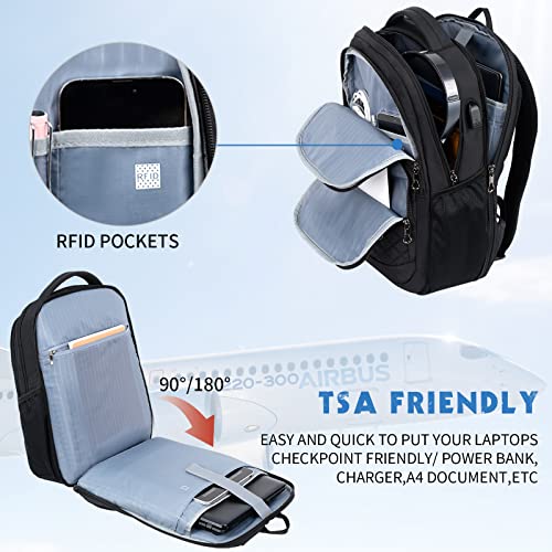 KROSER Travel Laptop Backpack 17 Inch Large Computer Backpack Black - color: Quilted Black