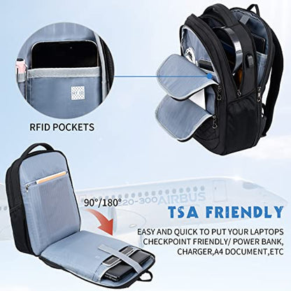 KROSER Travel Laptop Backpack 17 Inch Large Computer Backpack Black - color: Quilted Black